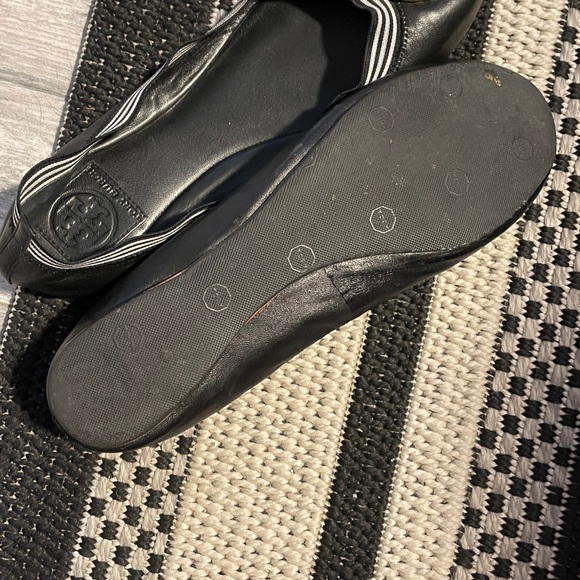 Black Leather Tory Burch Ballet Flats - Picture 2 of 7